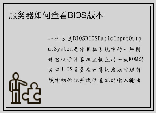 服务器如何查看BIOS版本